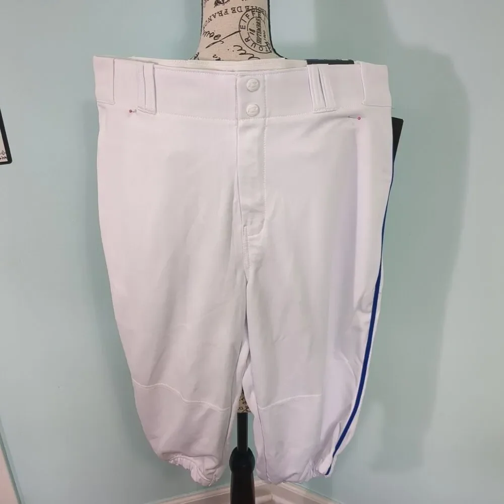 NWT New Champro Knicker Mens extra large Baseball Pants - White with blue Pipin